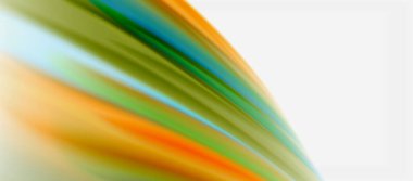 Dalga çizgileri soyut arkaplan, gökkuşağı tarzı renklerle düz ipek tasarım. Sıvı sıvı renk dalgaları. Vektör İllüstrasyonu