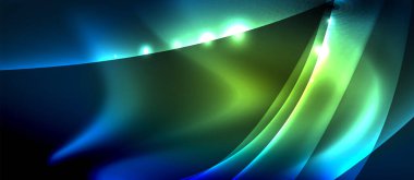Abstract background. Shiny design neon waves with light effects, techno trendy design. Vector Illustration For Wallpaper, Banner, Background, Card, Book Illustration, landing page