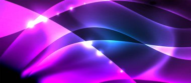 Abstract background. Shiny design neon waves with light effects, techno trendy design. Vector Illustration For Wallpaper, Banner, Background, Card, Book Illustration, landing page