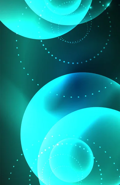 Neon brilhantes círculos brilhantes transparentes com efeitos de luz. Techno futurista vetor abstrato fundo Para papel de parede, Banner, Fundo, Cartão, Ilustração do livro, landing page —  Vetores de Stock
