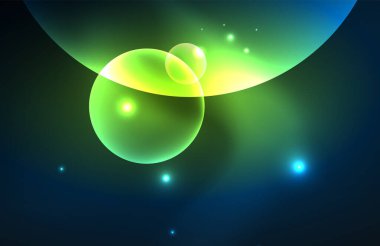 Işık efektleriyle şeffaf parlak parlak daireler. Duvar kağıdı, bayrak, arkaplan, kart, kitap illüstrasyonu, iniş sayfası için tekno fütüristik vektör soyut arkaplan