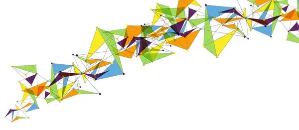 Conexiones de puntos de línea, diseño de tecnología triangular. Fondo geométrico abstracto — Vector de stock