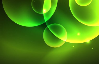 Işık efektleriyle şeffaf parlak parlak daireler. Duvar kağıdı, bayrak, arkaplan, kart, kitap illüstrasyonu, iniş sayfası için tekno fütüristik vektör soyut arkaplan