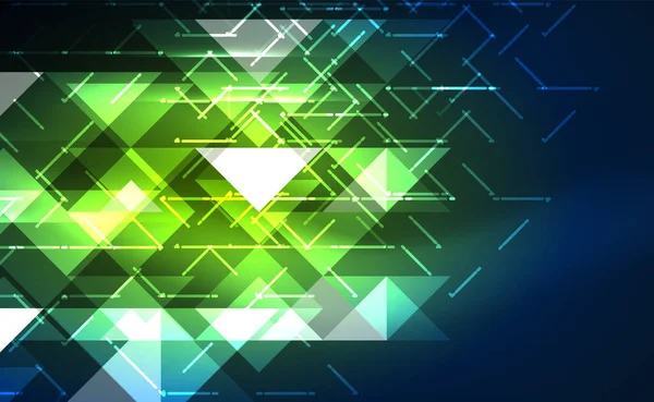 Abstract background, mosaic triangle pattern with transparent effects on glowing neon shiny backdrop. Vector Illustration For Wallpaper, Banner, Background, Card, Book Illustration, landing page — ストックベクタ