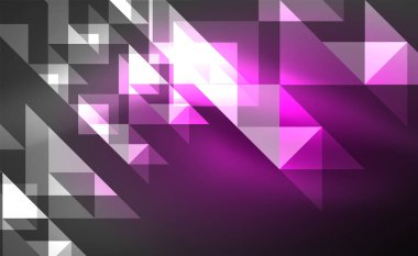 Abstract background, mosaic triangle pattern with transparent effects on glowing neon shiny backdrop. Vector Illustration For Wallpaper, Banner, Background, Card, Book Illustration, landing page