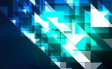 Abstract background, mosaic triangle pattern with transparent effects on glowing neon shiny backdrop. Vector Illustration For Wallpaper, Banner, Background, Card, Book Illustration, landing page