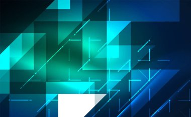 Abstract background, mosaic triangle pattern with transparent effects on glowing neon shiny backdrop. Vector Illustration For Wallpaper, Banner, Background, Card, Book Illustration, landing page