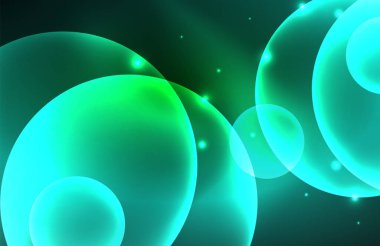 Işık efektleriyle şeffaf parlak parlak daireler. Duvar kağıdı, bayrak, arkaplan, kart, kitap illüstrasyonu, iniş sayfası için tekno fütüristik vektör soyut arkaplan