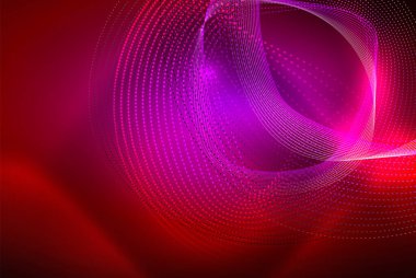 Soyut parçacıklar, dalga arkaplanı, neon hareket tekno tasarımı