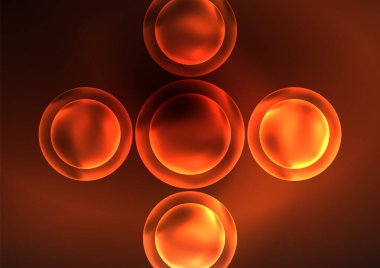 Parlayan neon parlak şeffaf kabarcıklar, cam daireler ya da biyo hücre konsepti. Duvar kağıdı, bayrak, arkaplan, kart, kitap illüstrasyonu, iniş sayfası için tekno fütüristik vektör soyut arkaplan