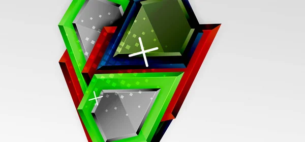 Металеві глянцеві геометричні фігури з 3d ефектною композицією. Техно футуристичний вектор абстрактний фон Для шпалер, банера, тла, карти, книжкової ілюстрації, цільова сторінка — стоковий вектор