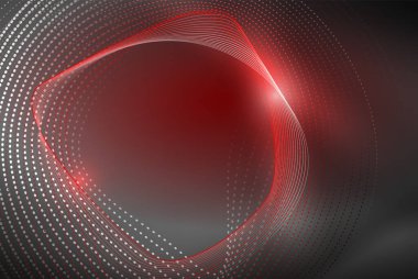 Soyut parçacıklar, dalga arkaplanı, neon hareket tekno tasarımı