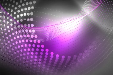 Soyut parçacıklar, dalga arkaplanı, neon hareket tekno tasarımı