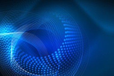 Soyut parçacıklar, dalga arkaplanı, neon hareket tekno tasarımı