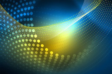 Soyut parçacıklar, dalga arkaplanı, neon hareket tekno tasarımı