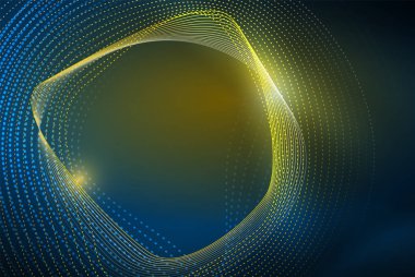 Soyut parçacıklar, dalga arkaplanı, neon hareket tekno tasarımı