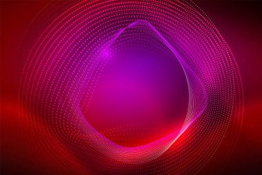 Soyut parçacıklar, dalga arkaplanı, neon hareket tekno tasarımı