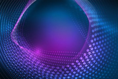 Soyut parçacıklar, dalga arkaplanı, neon hareket tekno tasarımı