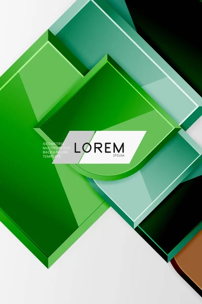 Glanzende glazen vierkanten met ronde elementen geometrische samenstelling. Abstracte geometrische achtergrond met 3D-effect compositie Voor Wallpaper, Banner, Achtergrond, Kaart, Boek Illustratie, landing page — Stockvector