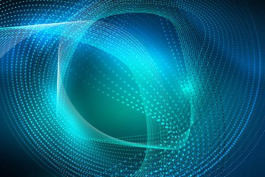 Soyut parçacıklar, dalga arkaplanı, neon hareket tekno tasarımı