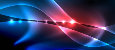 Abstract background. Shiny design neon waves with light effects, techno trendy design. Vector Illustration For Wallpaper, Banner, Background, Card, Book Illustration, landing page