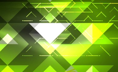 Abstract background, mosaic triangle pattern with transparent effects on glowing neon shiny backdrop. Vector Illustration For Wallpaper, Banner, Background, Card, Book Illustration, landing page