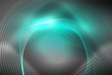 Soyut parçacıklar, dalga arkaplanı, neon hareket tekno tasarımı