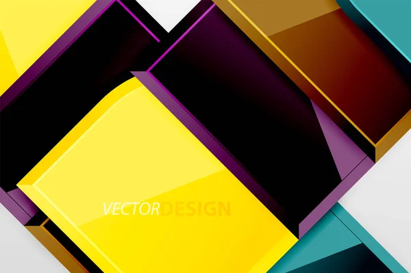 Cuadrados de vidrio brillante con elementos redondos de composición geométrica. Fondo geométrico abstracto con composición de efecto 3d para fondo de pantalla, Banner, Fondo, Tarjeta, Ilustración de libro, landing page — Vector de stock