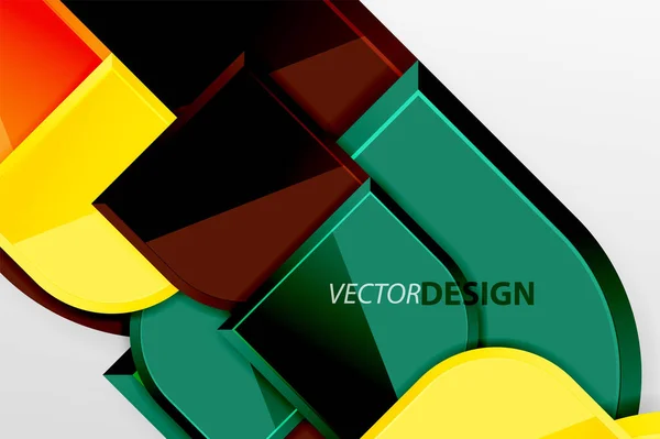 Cuadrados de vidrio brillante con elementos redondos de composición geométrica. Fondo geométrico abstracto con composición de efecto 3d para fondo de pantalla, Banner, Fondo, Tarjeta, Ilustración de libro, landing page — Vector de stock