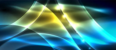 Abstract background. Shiny design neon waves with light effects, techno trendy design. Vector Illustration For Wallpaper, Banner, Background, Card, Book Illustration, landing page