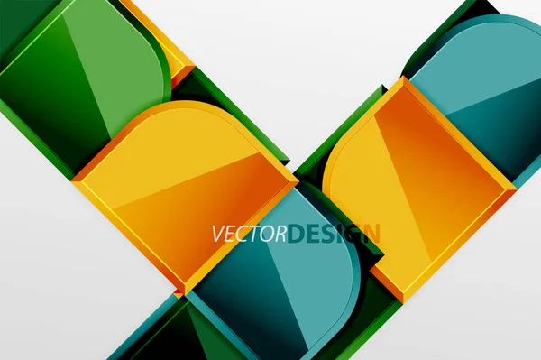 Quadrados de vidro brilhante com elementos redondos composição geométrica. Fundo geométrico abstrato com composição de efeito 3d para papel de parede, bandeira, fundo, cartão, ilustração do livro, landing page — Vetor de Stock