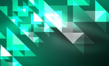 Abstract background, mosaic triangle pattern with transparent effects on glowing neon shiny backdrop. Vector Illustration For Wallpaper, Banner, Background, Card, Book Illustration, landing page