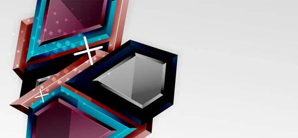 Metal brillante formas geométricas brillantes con composición de efecto 3d. Fondo abstracto del vector futurista de Techno para el fondo de pantalla, bandera, fondo, tarjeta, ilustración del libro, landing page — Vector de stock