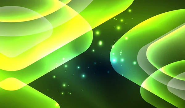 Leuchtende neonglänzende transparente abstrakte geometrische Formen mit Lichteffekten. Techno futuristischer Vektor abstrakter Hintergrund für Wallpaper, Banner, Hintergrund, Karte, Buchillustration, Landing Page — Stockvektor