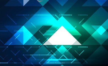 Abstract background, mosaic triangle pattern with transparent effects on glowing neon shiny backdrop. Vector Illustration For Wallpaper, Banner, Background, Card, Book Illustration, landing page