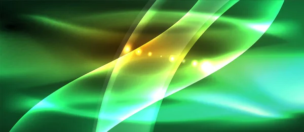 Абстрактний фон. Блискучий дизайн неонових хвиль зі світловими ефектами, техно-модний дизайн. Векторна ілюстрація Для шпалер, Банер, Тло, Картка, Книжкова ілюстрація, цільова сторінка — стоковий вектор