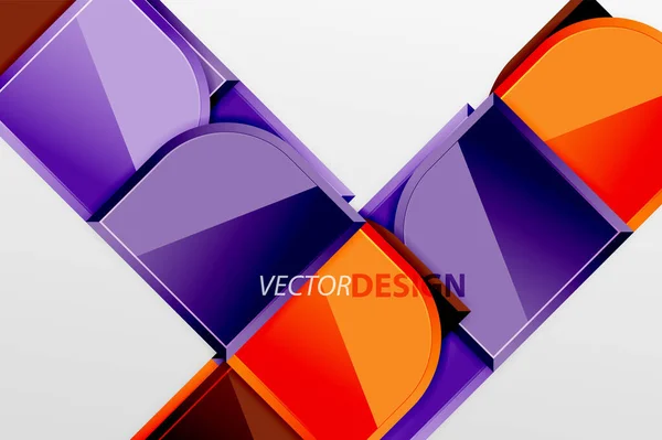 Cuadrados de vidrio brillante con elementos redondos de composición geométrica. Fondo geométrico abstracto con composición de efecto 3d para fondo de pantalla, Banner, Fondo, Tarjeta, Ilustración de libro, landing page — Vector de stock