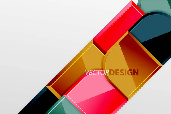 Hochglanzglasquadrate mit runden Elementen geometrische Komposition. Abstrakter geometrischer Hintergrund mit 3D-Effektkomposition für Tapeten, Banner, Hintergrund, Karte, Buchillustration, Landing Page — Stockvektor