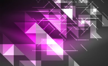 Abstract background, mosaic triangle pattern with transparent effects on glowing neon shiny backdrop. Vector Illustration For Wallpaper, Banner, Background, Card, Book Illustration, landing page