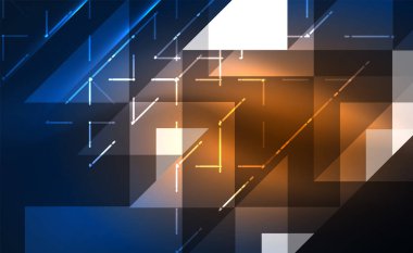 Abstract background, mosaic triangle pattern with transparent effects on glowing neon shiny backdrop. Vector Illustration For Wallpaper, Banner, Background, Card, Book Illustration, landing page