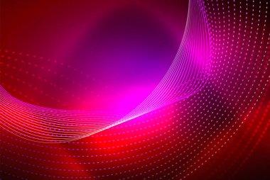 Soyut parçacıklar, dalga arkaplanı, neon hareket tekno tasarımı