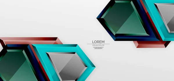 Metalen glanzende glanzende geometrische vormen met 3D-effect samenstelling. Techno futuristische vector abstracte achtergrond Voor Wallpaper, Banner, Achtergrond, Kaart, Boek Illustratie, landing page — Stockvector