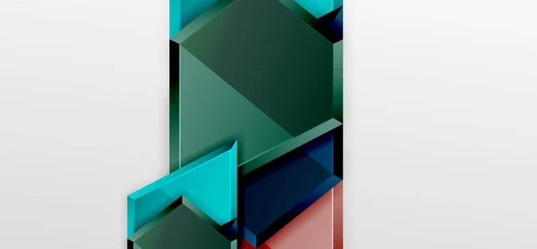 Metallglänzende geometrische Formen mit 3D-Effekt-Komposition. Techno futuristischer Vektor abstrakter Hintergrund für Wallpaper, Banner, Hintergrund, Karte, Buchillustration, Landing Page — Stockvektor