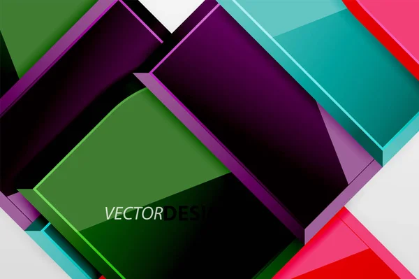 Cuadrados de vidrio brillante con elementos redondos de composición geométrica. Fondo geométrico abstracto con composición de efecto 3d para fondo de pantalla, Banner, Fondo, Tarjeta, Ilustración de libro, landing page — Vector de stock