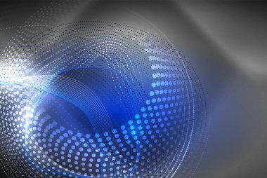 Soyut parçacıklar, dalga arkaplanı, neon hareket tekno tasarımı