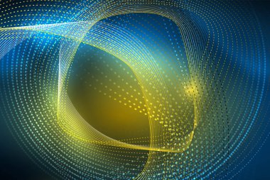 Soyut parçacıklar, dalga arkaplanı, neon hareket tekno tasarımı