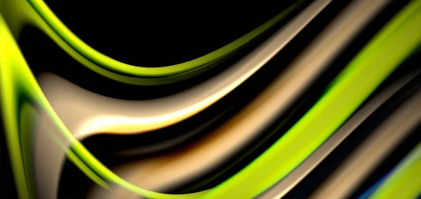 黑色、五颜六色液体彩虹型波浪上的丝线 — 图库矢量图片