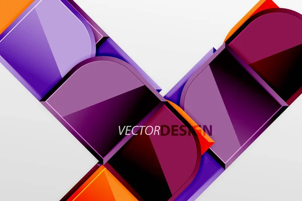 Cuadrados de vidrio brillante con elementos redondos de composición geométrica. Fondo geométrico abstracto con composición de efecto 3d para fondo de pantalla, Banner, Fondo, Tarjeta, Ilustración de libro, landing page — Vector de stock