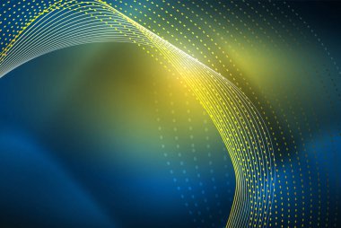 Soyut parçacıklar, dalga arkaplanı, neon hareket tekno tasarımı