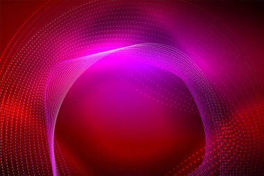 Soyut parçacıklar, dalga arkaplanı, neon hareket tekno tasarımı